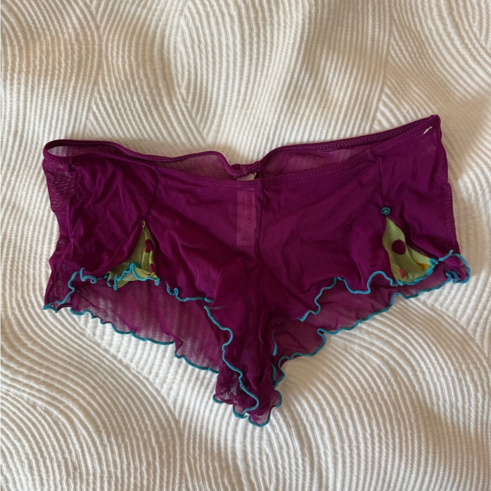 Purple Sheer Lace Women's Intimate Shorts